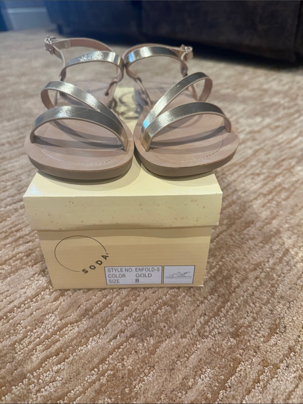 Soda Metallic Gold Strappy Sandals